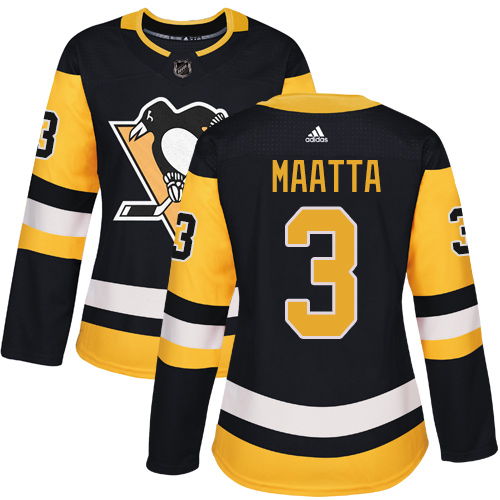 Adidas Penguins #3 Olli Maatta Black Home Authentic Women's Stitched NHL Jersey - Click Image to Close
